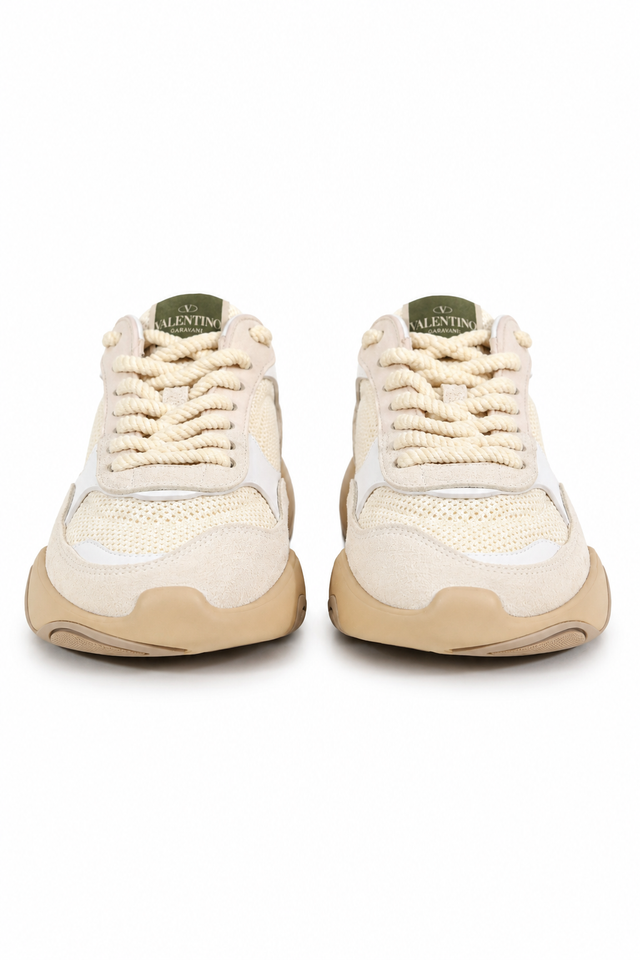 Valentino Garavani Bounce Mesh Sneakers – Neutral & Neon Sole Styles