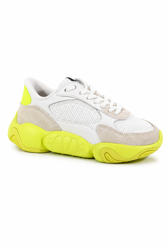 Valentino Garavani Bounce Mesh Sneakers – Neutral & Neon Sole Styles