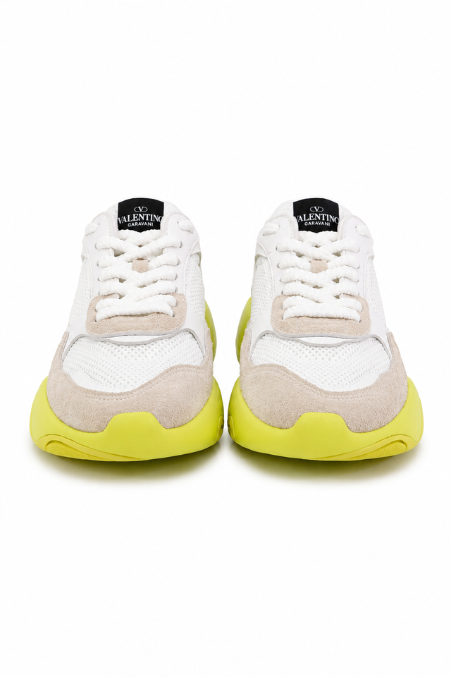 Valentino Garavani Bounce Mesh Sneakers – Neutral & Neon Sole Styles