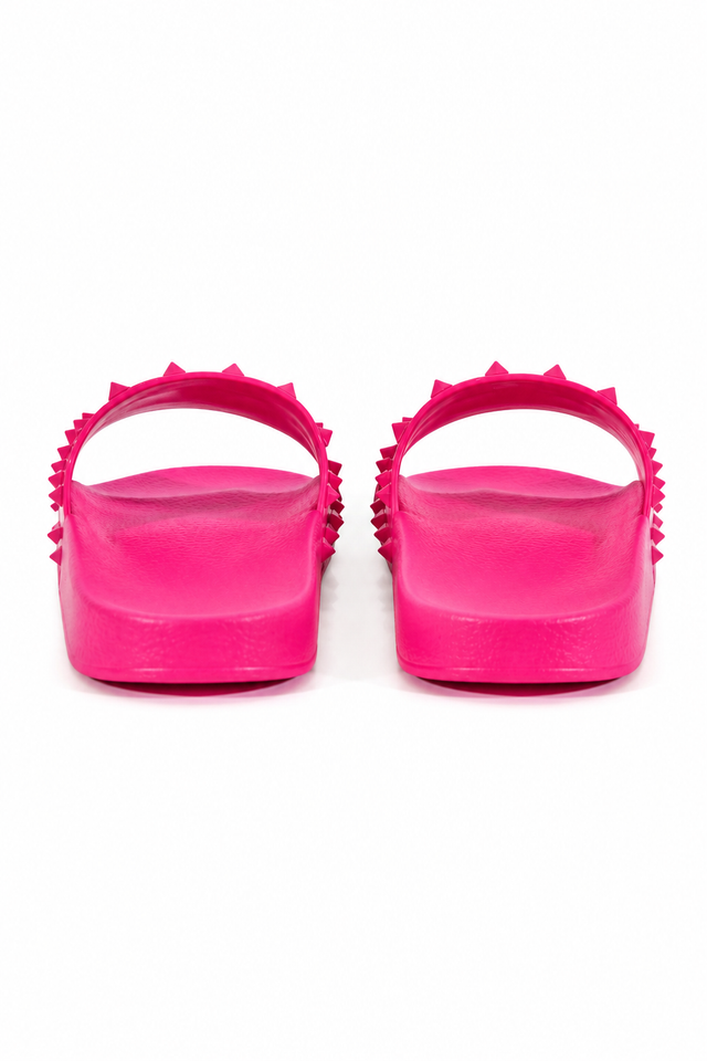 Valentino Garavani Rubber Rockstud Slide Sandals – Pink