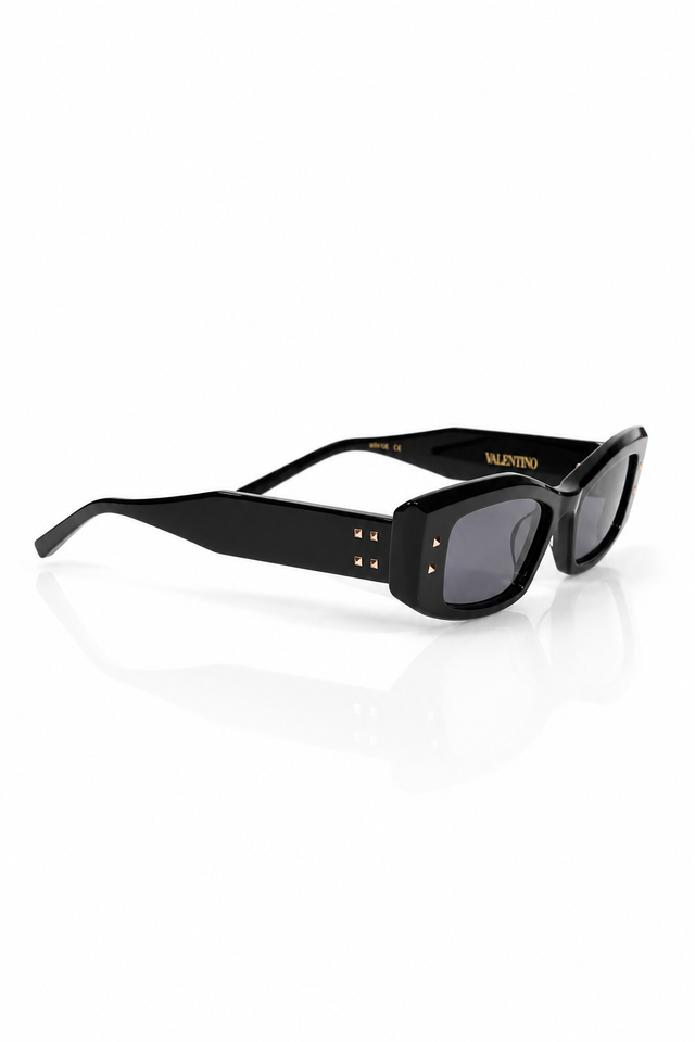 Valentino Garavani Rockstud Rectangle Sunglasses in Black