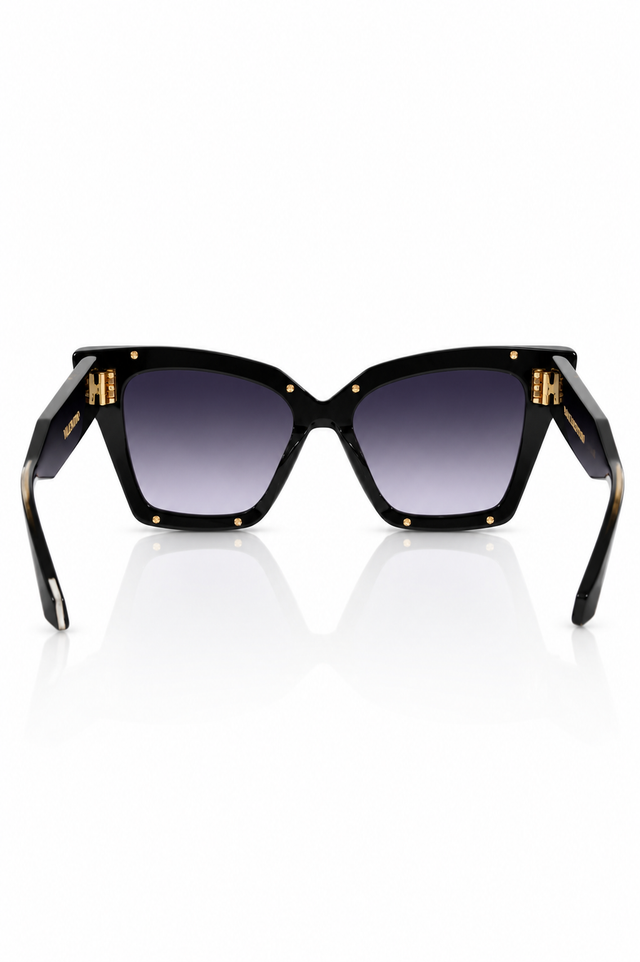 Valentino Garavani Oversized Cat-Eye Sunglasses in Black & Gold
