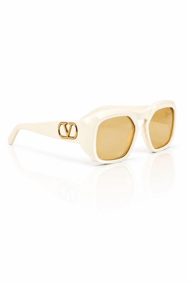 Valentino Garavani VLogo Oversized Square Sunglasses in Ivory