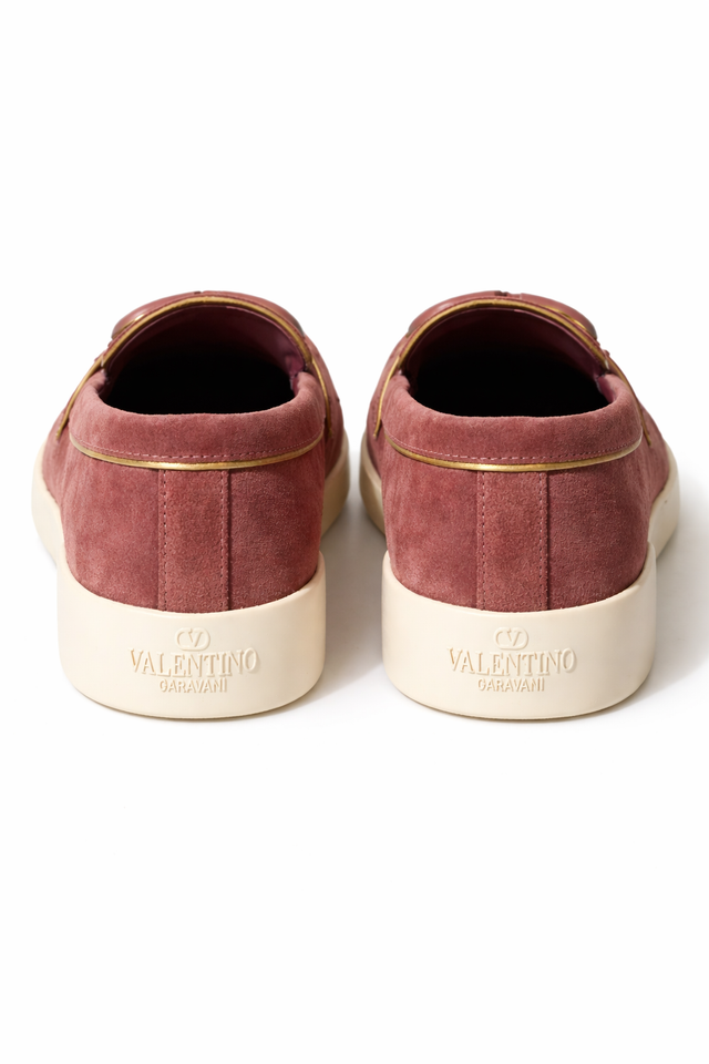 Valentino Garavani VLogo Signature Suede Loafers – Dusty Rose