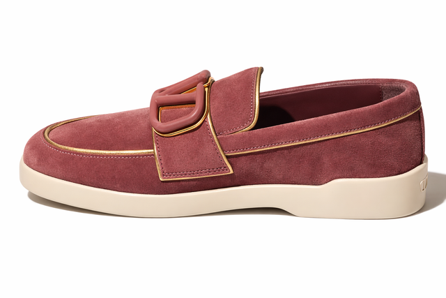 Valentino Garavani VLogo Signature Suede Loafers – Dusty Rose