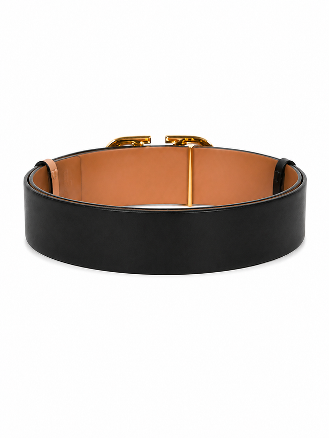 Valentino Garavani VLogo Signature Reversible Leather Belt 40mm Tan/Black & Red/Black Gold Buckle
