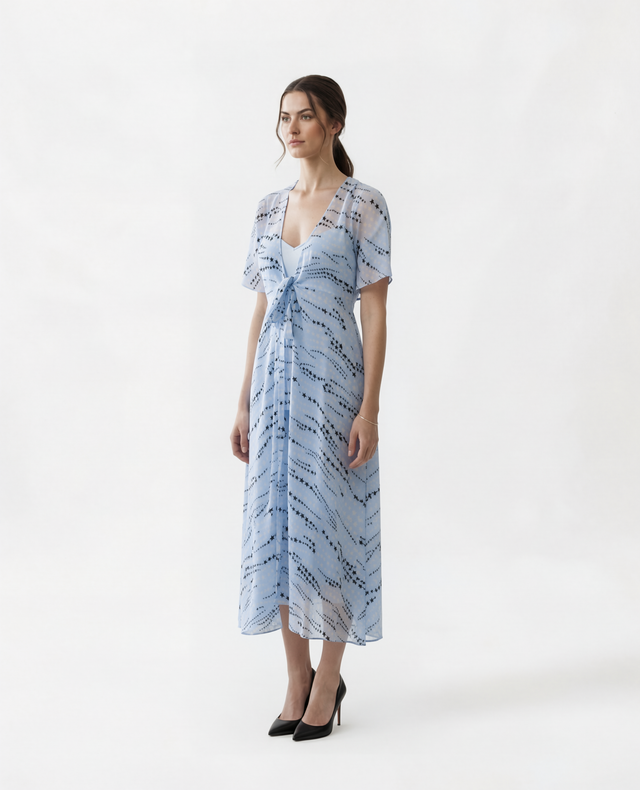 REDValentino Silk dress with star print 100% Silk Blue Size 0