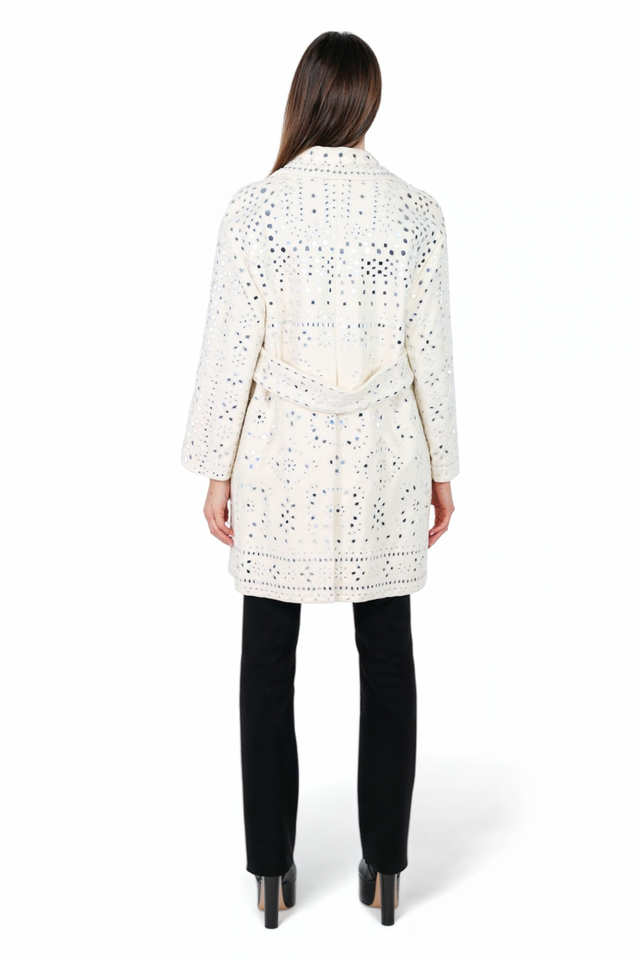 Valentino White Mirror Embellished Coat