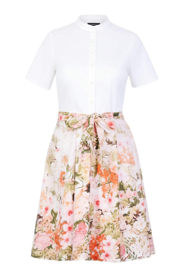 Mikael Aghal Button Front Shirt Dress With Floral Skirt