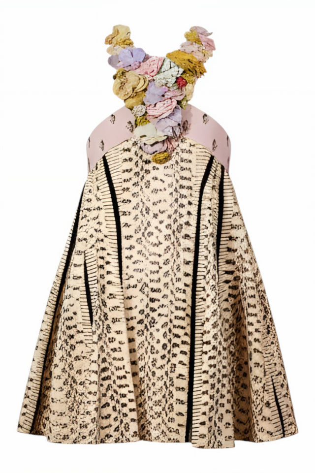 Valentino Python-Print Embellished Mini Dress