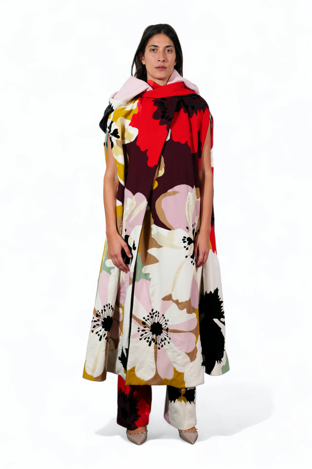Valentino Multicolor Floral Cape Coat