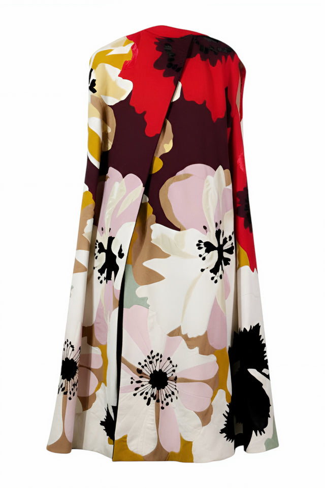Valentino Multicolor Floral Cape Coat