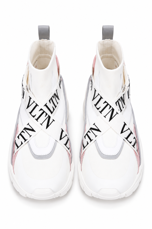Valentino Garavani VLTN Bounce High-Top Sneakers – White/Pink