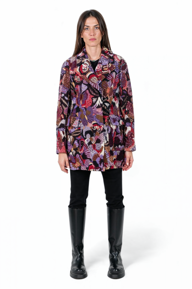 Valentino Floral Embroidered Wool Coat