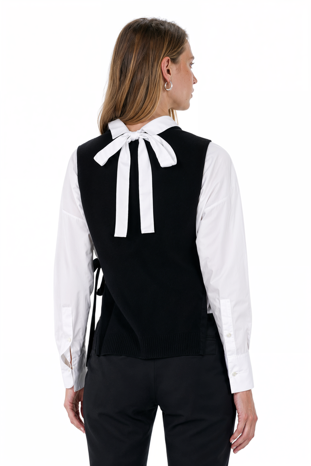 Valentino Black Sweater Vest with Side-Tie