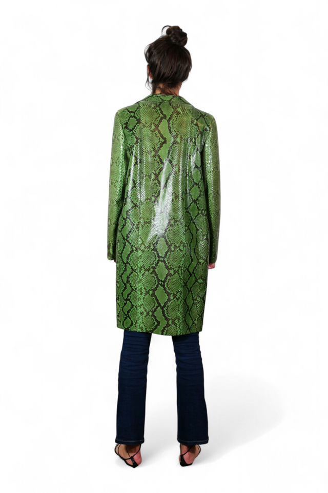 Valentino Python Leather Coat — Green