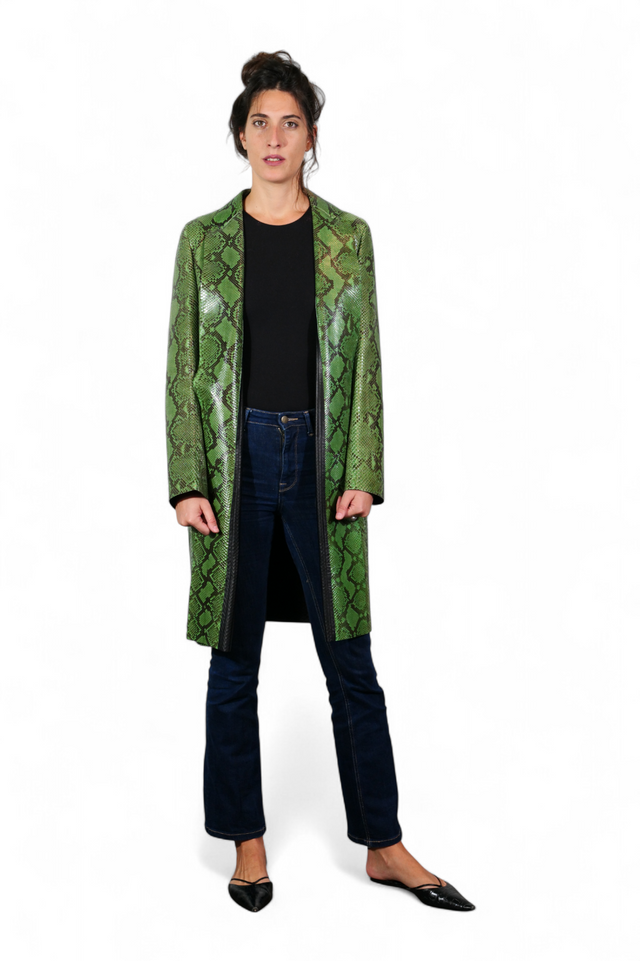Valentino Python Leather Coat — Green