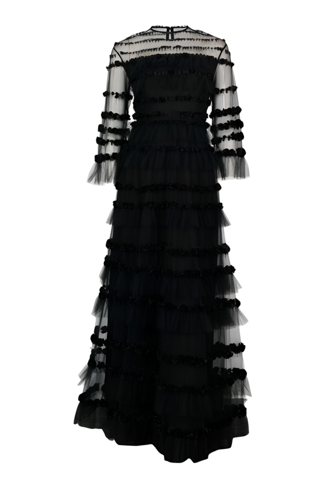 Valentino Tiered Tulle Gown — Black