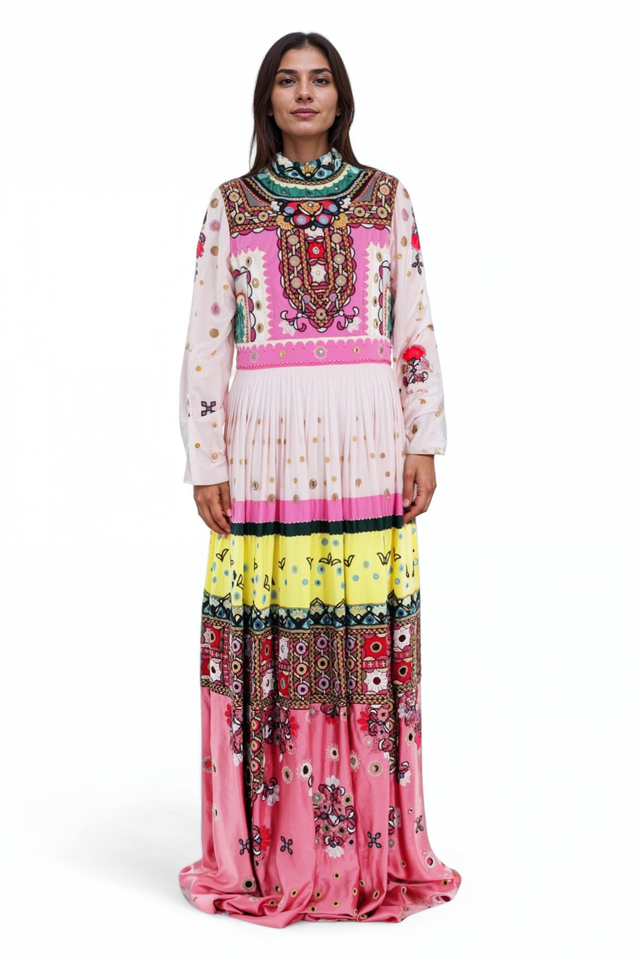 Valentino Multicolored Embroidered Maxi Dress