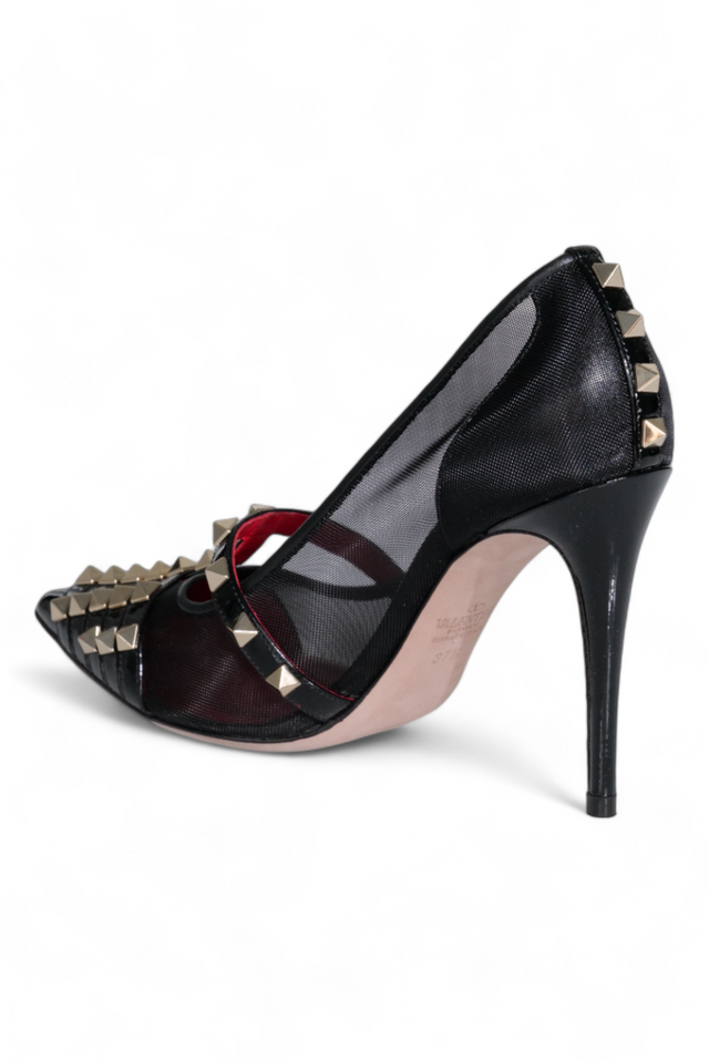 Valentino Garavani Noir Mesh Pointed Stiletto Heels