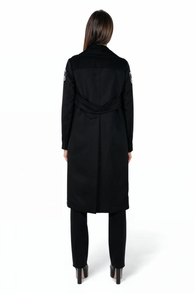 Valentino Black Wool Coat with Embroidered Butterflies