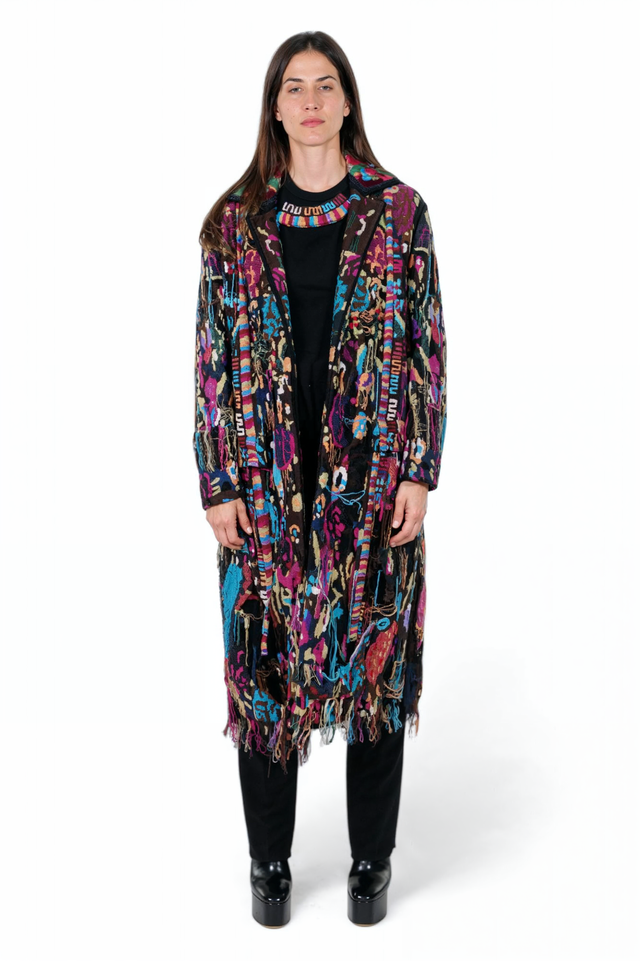 Valentino Multi-Color Embroidered Long Coat