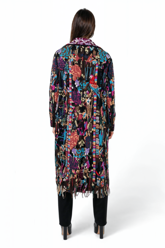 Valentino Multi-Color Embroidered Long Coat